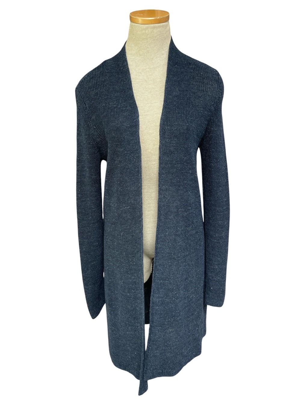 Eileen Fisher Long Cardigan Duster Sweater Ink Blue Linen NWT Size XS